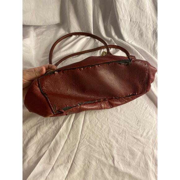 Vintage Genuine Leather Shoulder Bag Burgundy Red Giani Bernini Tote - Picture 6 of 6